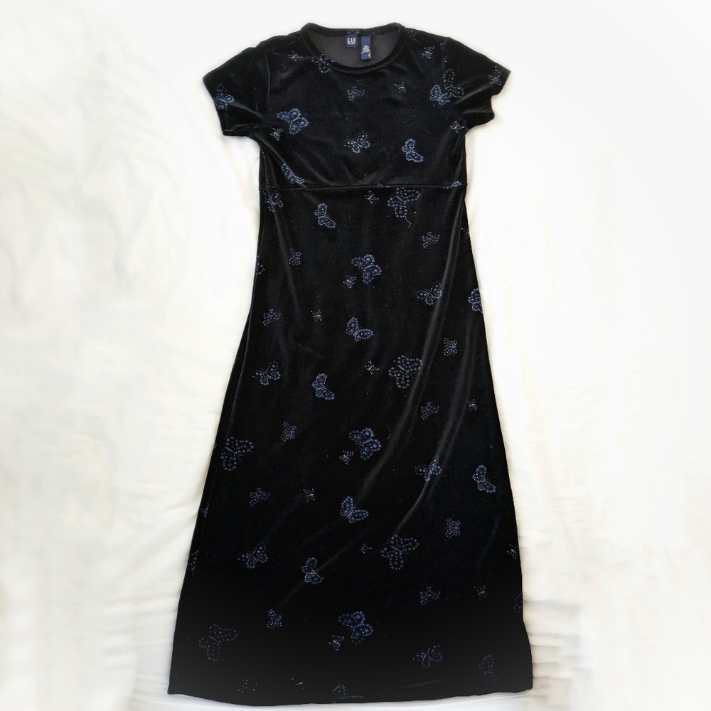 y2k velvet butterfly dress